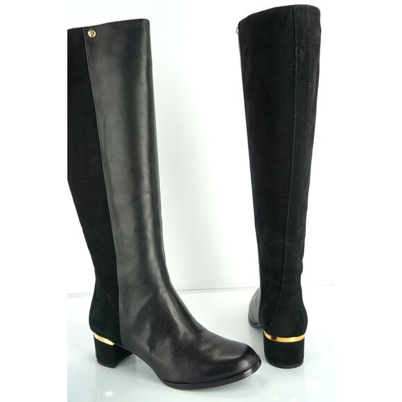 Vince Camuto Black Leather Suede Xenith Tall Knee Riding Boots NIB - Picture 1 of 12